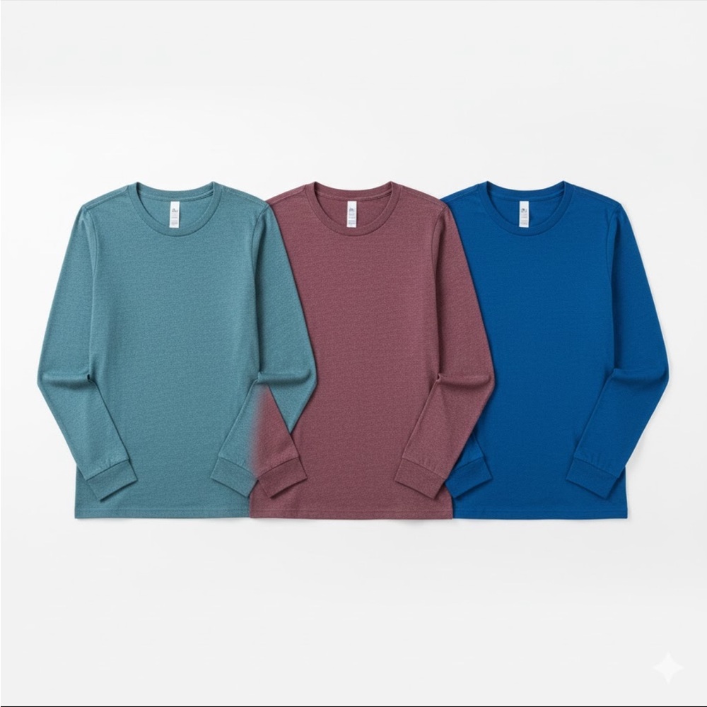 Bella Canvas Lot of 3 Long Sleeve Tees Blue, Teal, and Red